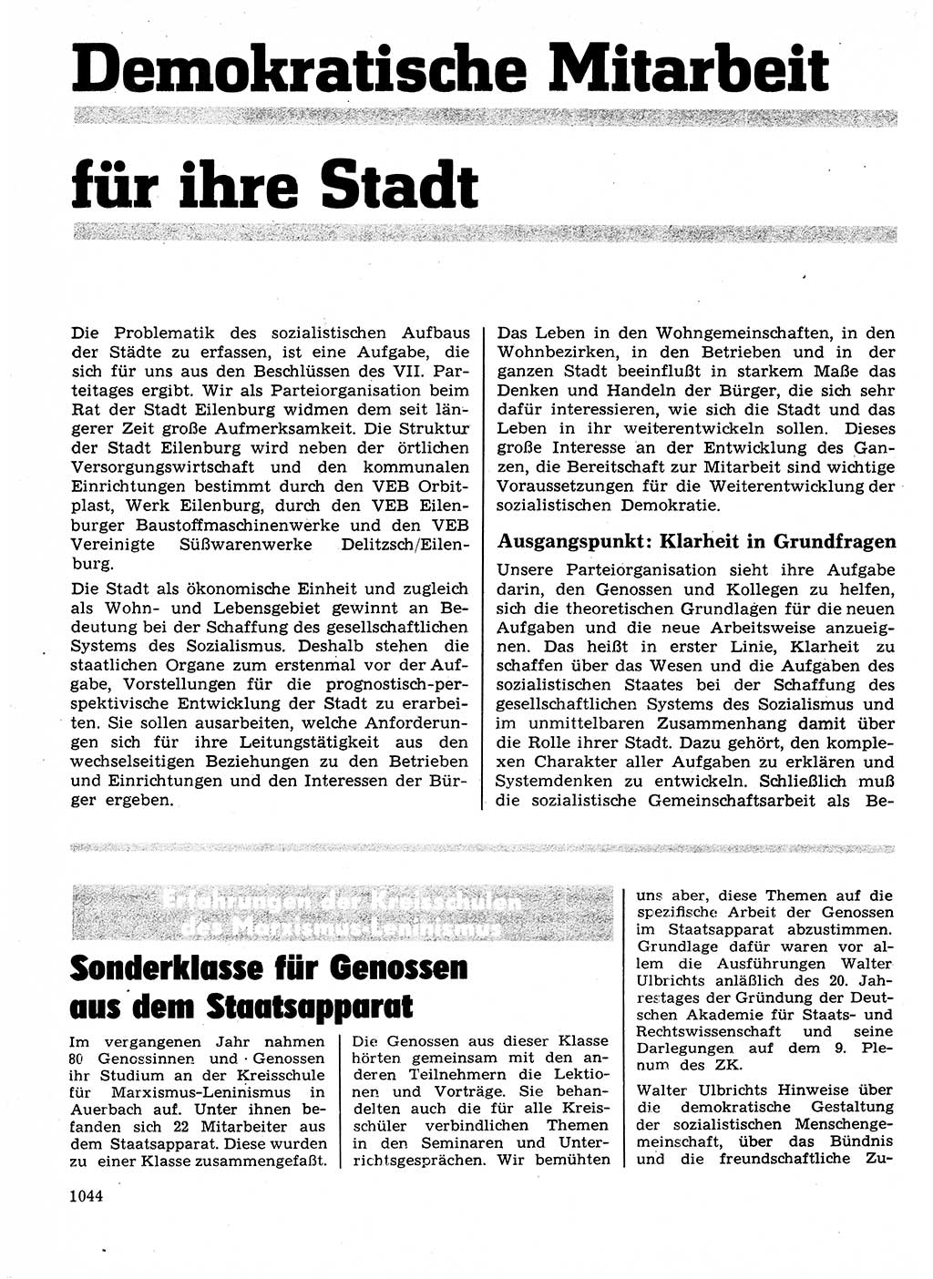 Neuer Weg (NW), Organ des Zentralkomitees (ZK) der SED (Sozialistische Einheitspartei Deutschlands) für Fragen des Parteilebens, 24. Jahrgang [Deutsche Demokratische Republik (DDR)] 1969, Seite 1044 (NW ZK SED DDR 1969, S. 1044)