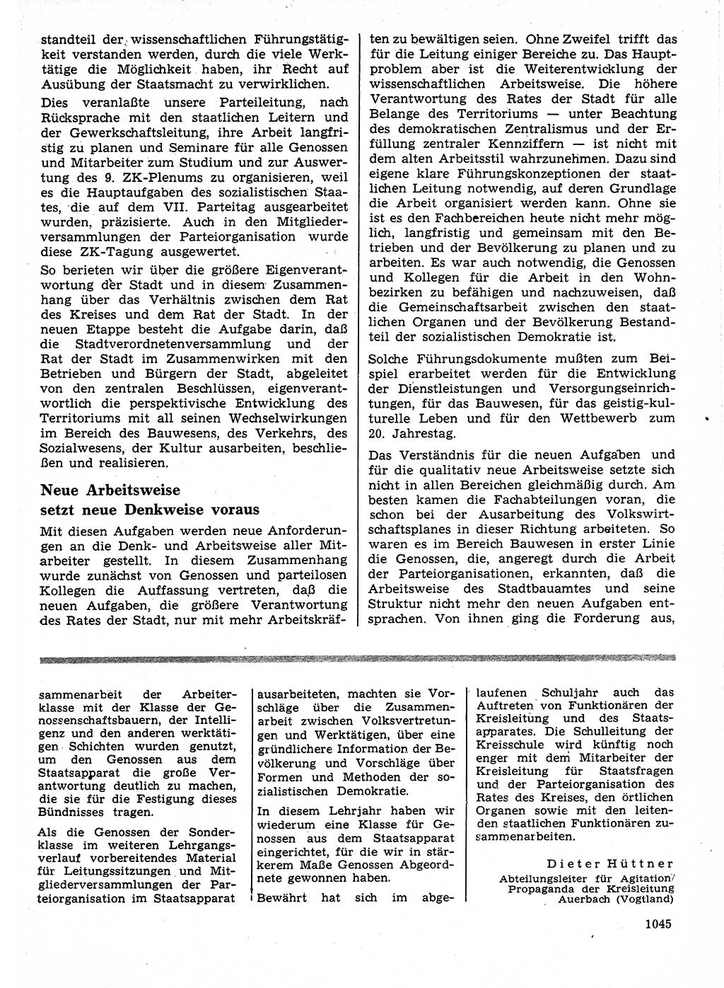 Neuer Weg (NW), Organ des Zentralkomitees (ZK) der SED (Sozialistische Einheitspartei Deutschlands) für Fragen des Parteilebens, 24. Jahrgang [Deutsche Demokratische Republik (DDR)] 1969, Seite 1045 (NW ZK SED DDR 1969, S. 1045)