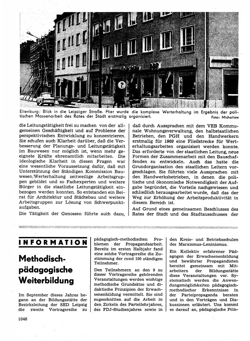 Neuer Weg (NW), Organ des Zentralkomitees (ZK) der SED (Sozialistische Einheitspartei Deutschlands) für Fragen des Parteilebens, 24. Jahrgang [Deutsche Demokratische Republik (DDR)] 1969, Seite 1046 (NW ZK SED DDR 1969, S. 1046)