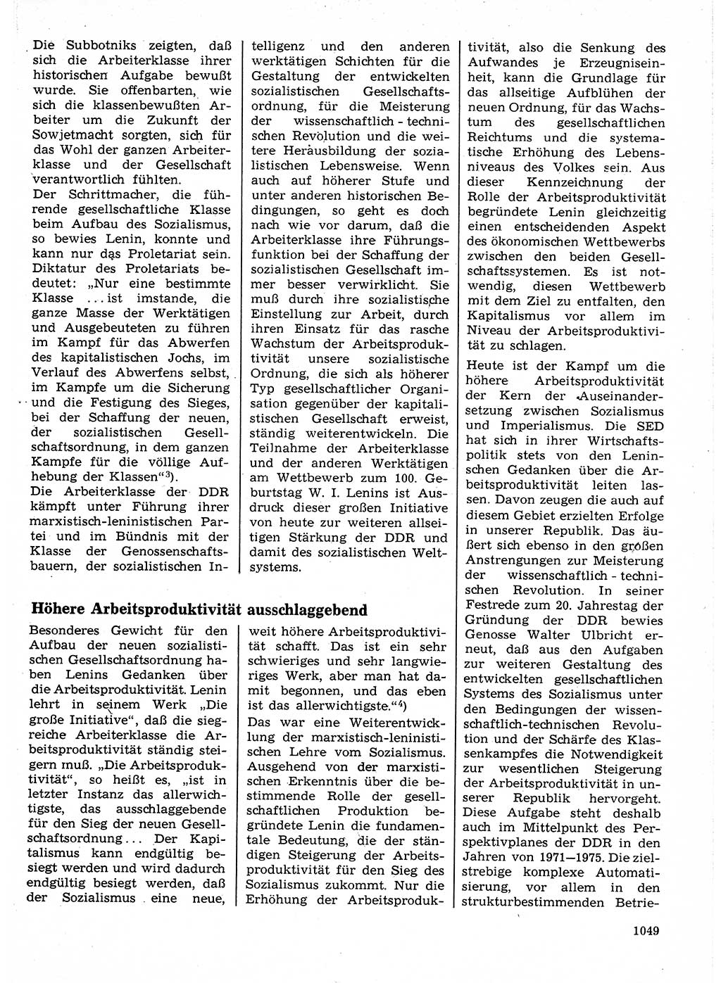 Neuer Weg (NW), Organ des Zentralkomitees (ZK) der SED (Sozialistische Einheitspartei Deutschlands) für Fragen des Parteilebens, 24. Jahrgang [Deutsche Demokratische Republik (DDR)] 1969, Seite 1049 (NW ZK SED DDR 1969, S. 1049)
