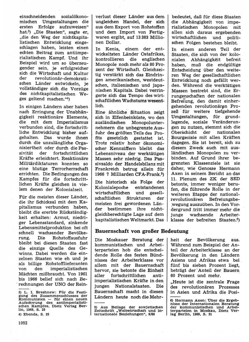 Neuer Weg (NW), Organ des Zentralkomitees (ZK) der SED (Sozialistische Einheitspartei Deutschlands) für Fragen des Parteilebens, 24. Jahrgang [Deutsche Demokratische Republik (DDR)] 1969, Seite 1052 (NW ZK SED DDR 1969, S. 1052)