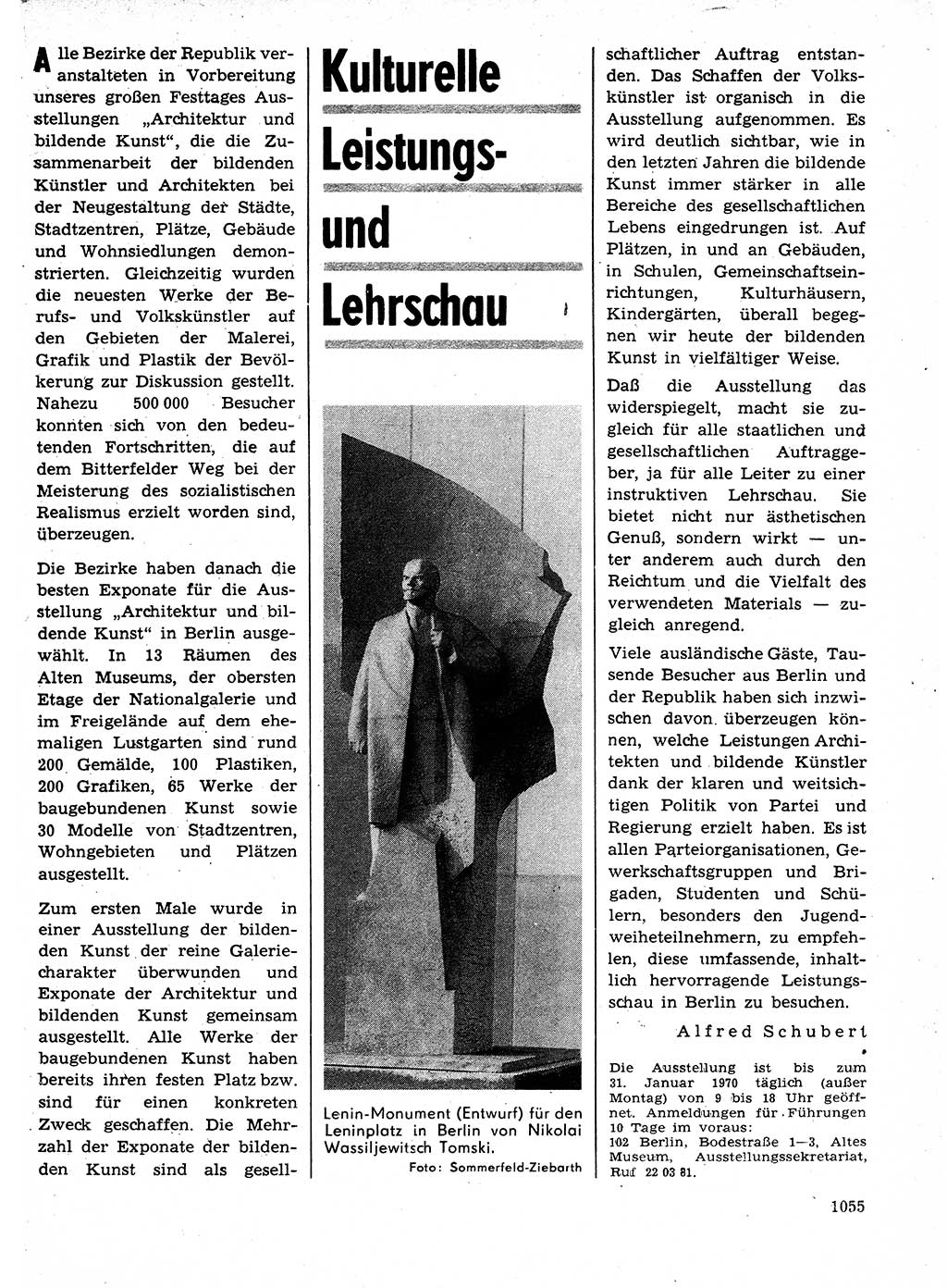 Neuer Weg (NW), Organ des Zentralkomitees (ZK) der SED (Sozialistische Einheitspartei Deutschlands) für Fragen des Parteilebens, 24. Jahrgang [Deutsche Demokratische Republik (DDR)] 1969, Seite 1055 (NW ZK SED DDR 1969, S. 1055)