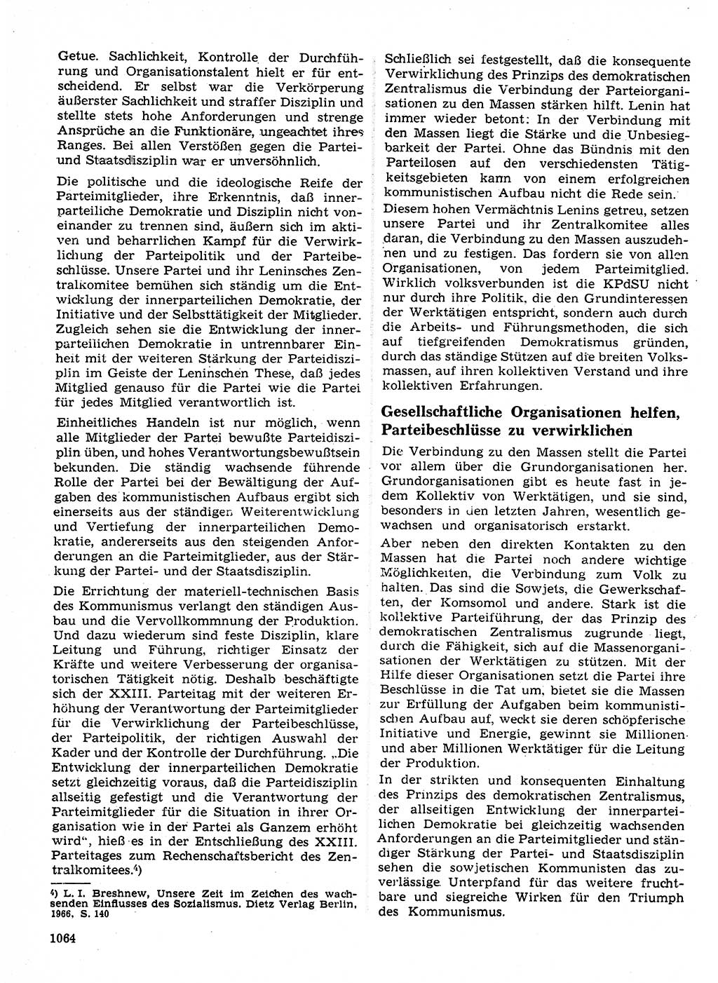 Neuer Weg (NW), Organ des Zentralkomitees (ZK) der SED (Sozialistische Einheitspartei Deutschlands) für Fragen des Parteilebens, 24. Jahrgang [Deutsche Demokratische Republik (DDR)] 1969, Seite 1064 (NW ZK SED DDR 1969, S. 1064)