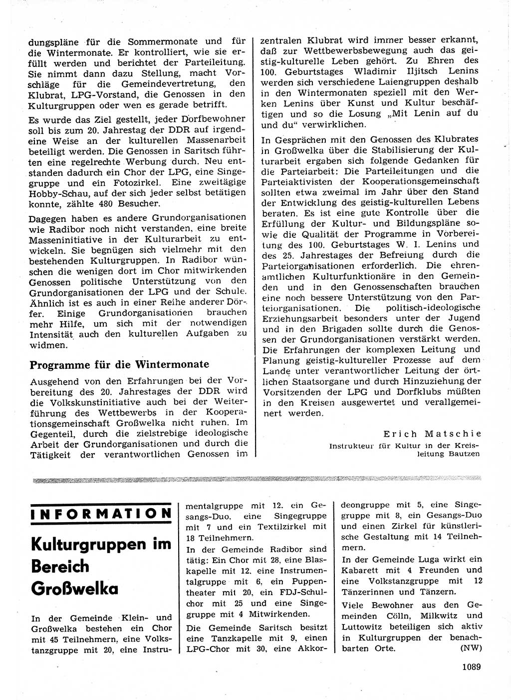 Neuer Weg (NW), Organ des Zentralkomitees (ZK) der SED (Sozialistische Einheitspartei Deutschlands) für Fragen des Parteilebens, 24. Jahrgang [Deutsche Demokratische Republik (DDR)] 1969, Seite 1089 (NW ZK SED DDR 1969, S. 1089)