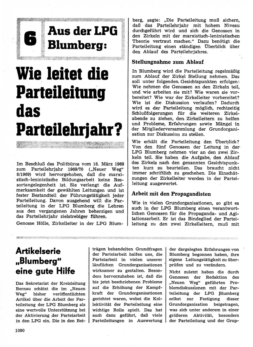 Neuer Weg (NW), Organ des Zentralkomitees (ZK) der SED (Sozialistische Einheitspartei Deutschlands) für Fragen des Parteilebens, 24. Jahrgang [Deutsche Demokratische Republik (DDR)] 1969, Seite 1090 (NW ZK SED DDR 1969, S. 1090)