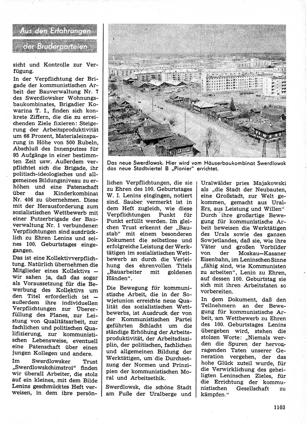 Neuer Weg (NW), Organ des Zentralkomitees (ZK) der SED (Sozialistische Einheitspartei Deutschlands) für Fragen des Parteilebens, 24. Jahrgang [Deutsche Demokratische Republik (DDR)] 1969, Seite 1103 (NW ZK SED DDR 1969, S. 1103)