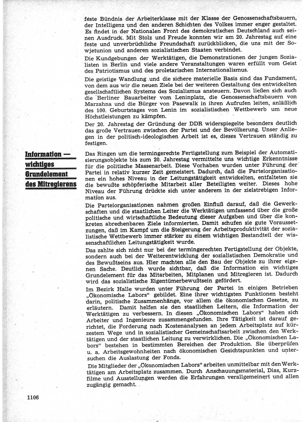 Neuer Weg (NW), Organ des Zentralkomitees (ZK) der SED (Sozialistische Einheitspartei Deutschlands) für Fragen des Parteilebens, 24. Jahrgang [Deutsche Demokratische Republik (DDR)] 1969, Seite 1106 (NW ZK SED DDR 1969, S. 1106)