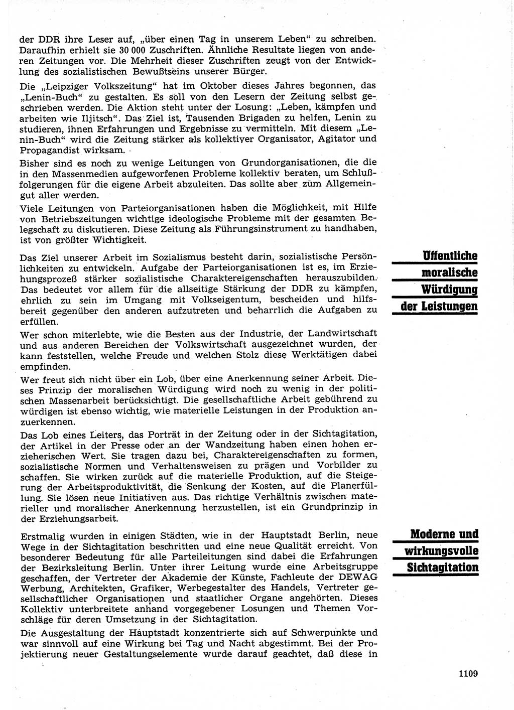 Neuer Weg (NW), Organ des Zentralkomitees (ZK) der SED (Sozialistische Einheitspartei Deutschlands) für Fragen des Parteilebens, 24. Jahrgang [Deutsche Demokratische Republik (DDR)] 1969, Seite 1109 (NW ZK SED DDR 1969, S. 1109)