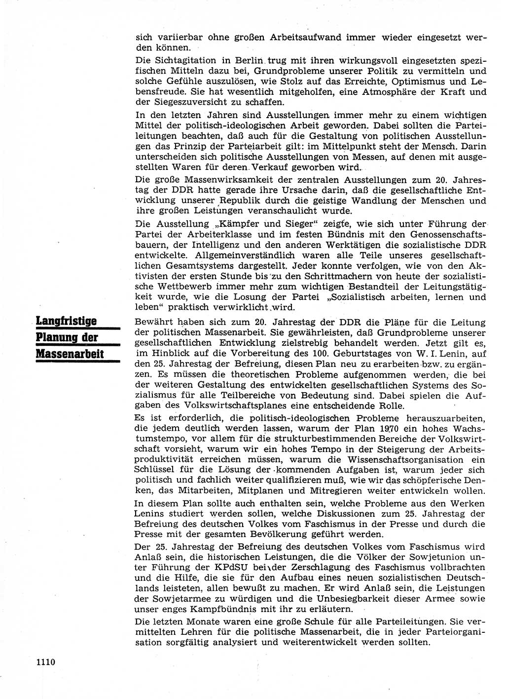 Neuer Weg (NW), Organ des Zentralkomitees (ZK) der SED (Sozialistische Einheitspartei Deutschlands) für Fragen des Parteilebens, 24. Jahrgang [Deutsche Demokratische Republik (DDR)] 1969, Seite 1110 (NW ZK SED DDR 1969, S. 1110)