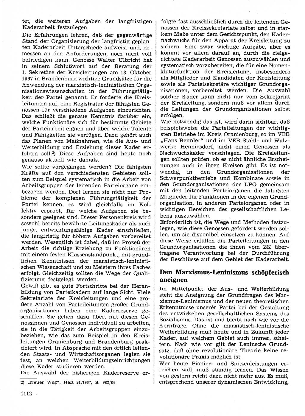 Neuer Weg (NW), Organ des Zentralkomitees (ZK) der SED (Sozialistische Einheitspartei Deutschlands) für Fragen des Parteilebens, 24. Jahrgang [Deutsche Demokratische Republik (DDR)] 1969, Seite 1112 (NW ZK SED DDR 1969, S. 1112)