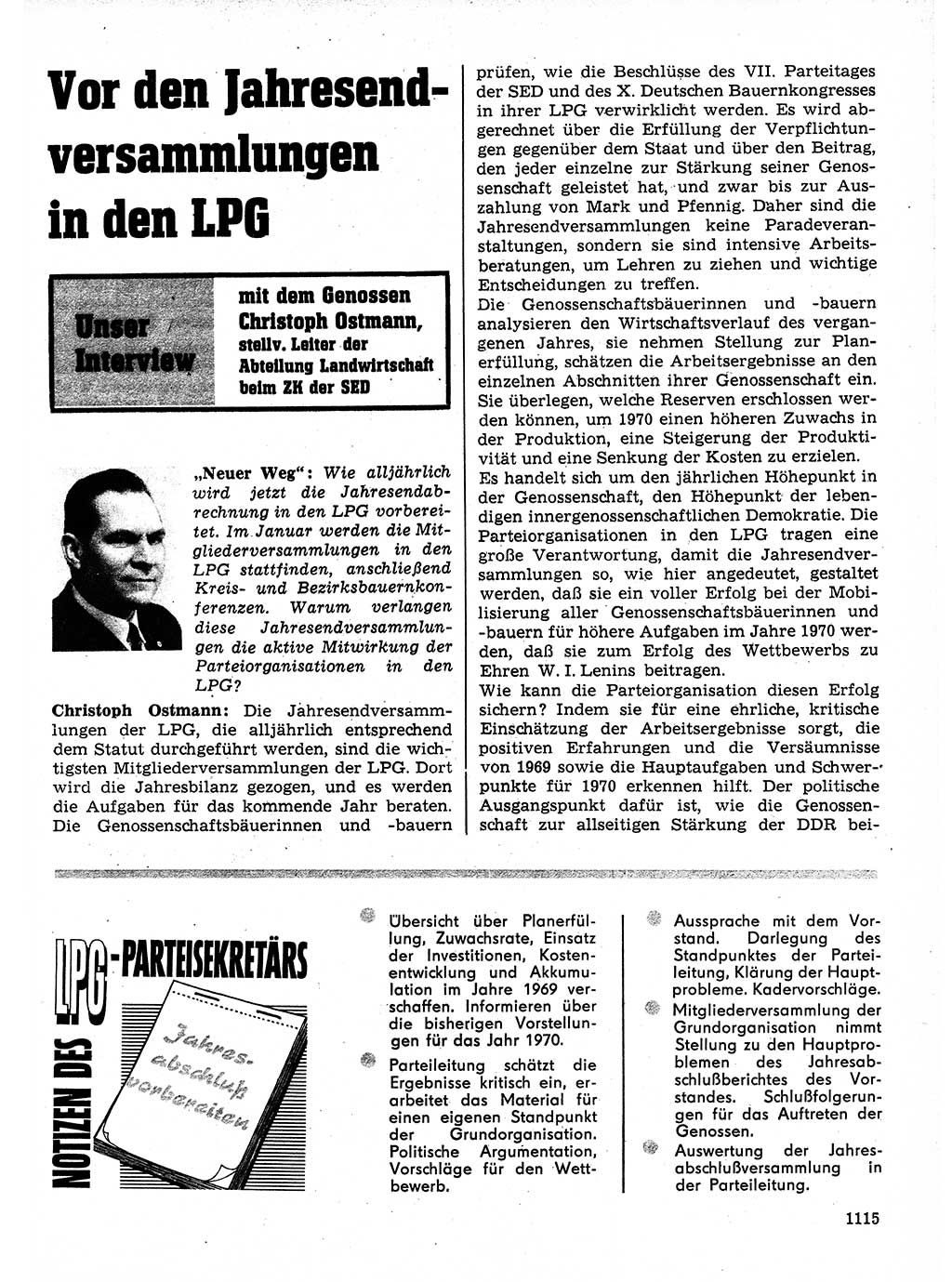 Neuer Weg (NW), Organ des Zentralkomitees (ZK) der SED (Sozialistische Einheitspartei Deutschlands) für Fragen des Parteilebens, 24. Jahrgang [Deutsche Demokratische Republik (DDR)] 1969, Seite 1115 (NW ZK SED DDR 1969, S. 1115)