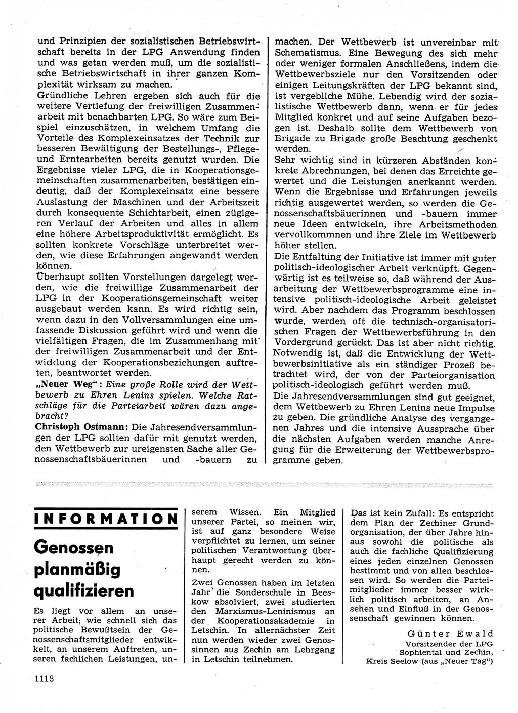 Neuer Weg (NW), Organ des Zentralkomitees (ZK) der SED (Sozialistische Einheitspartei Deutschlands) für Fragen des Parteilebens, 24. Jahrgang [Deutsche Demokratische Republik (DDR)] 1969, Seite 1118 (NW ZK SED DDR 1969, S. 1118)