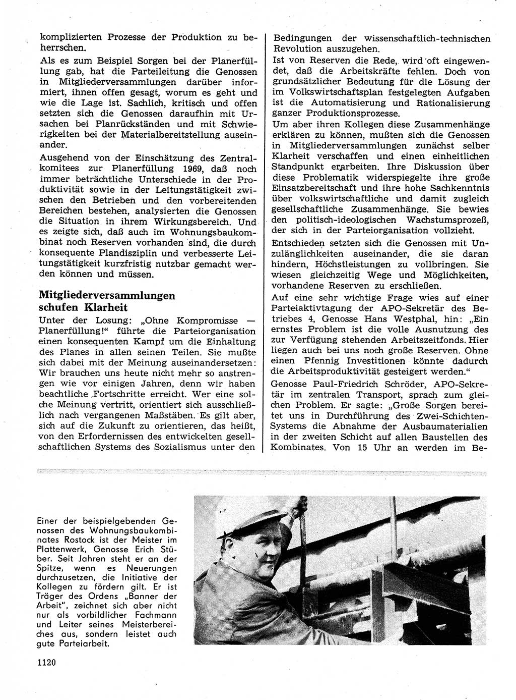 Neuer Weg (NW), Organ des Zentralkomitees (ZK) der SED (Sozialistische Einheitspartei Deutschlands) für Fragen des Parteilebens, 24. Jahrgang [Deutsche Demokratische Republik (DDR)] 1969, Seite 1120 (NW ZK SED DDR 1969, S. 1120)