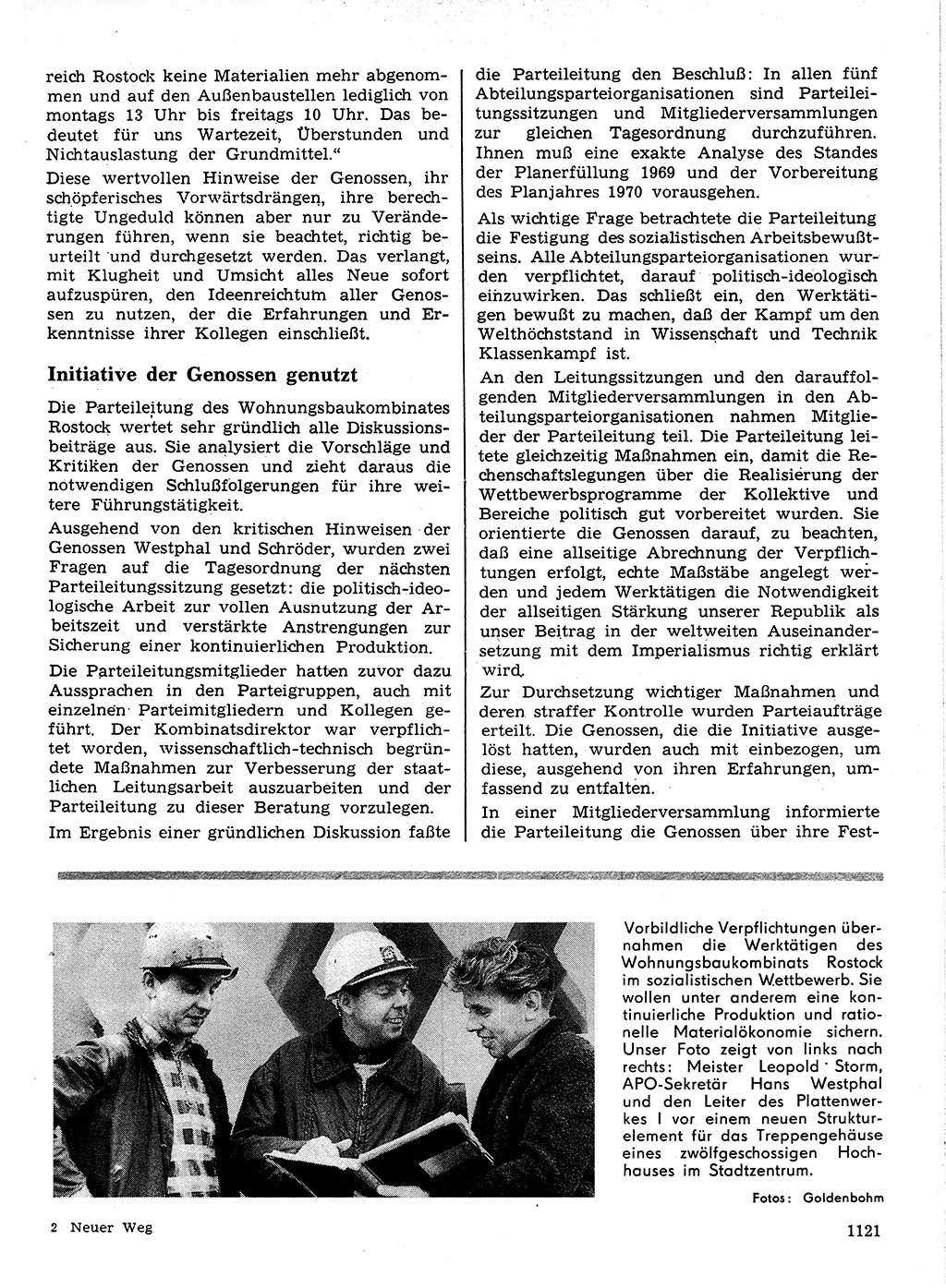 Neuer Weg (NW), Organ des Zentralkomitees (ZK) der SED (Sozialistische Einheitspartei Deutschlands) für Fragen des Parteilebens, 24. Jahrgang [Deutsche Demokratische Republik (DDR)] 1969, Seite 1121 (NW ZK SED DDR 1969, S. 1121)