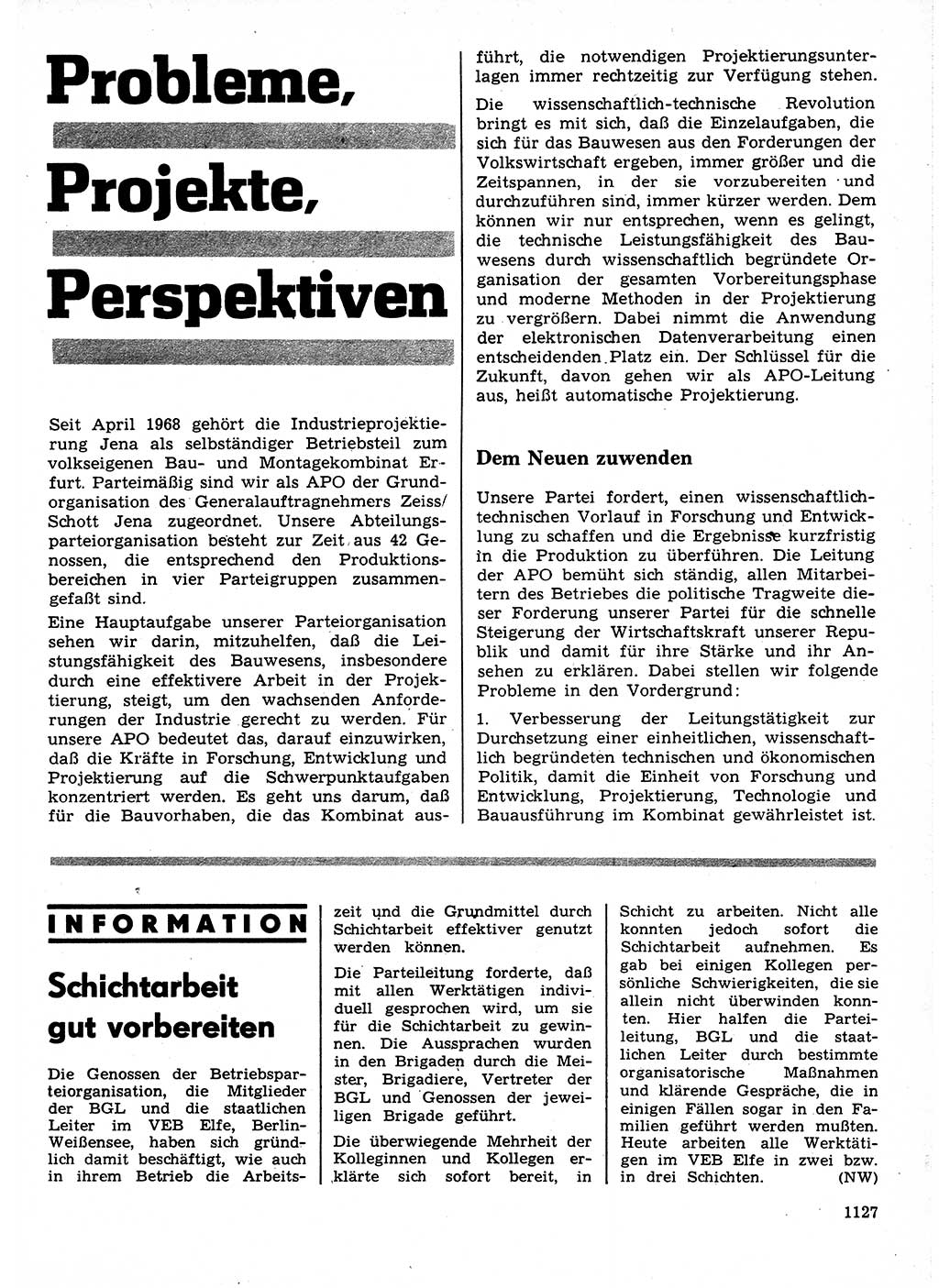 Neuer Weg (NW), Organ des Zentralkomitees (ZK) der SED (Sozialistische Einheitspartei Deutschlands) für Fragen des Parteilebens, 24. Jahrgang [Deutsche Demokratische Republik (DDR)] 1969, Seite 1127 (NW ZK SED DDR 1969, S. 1127)