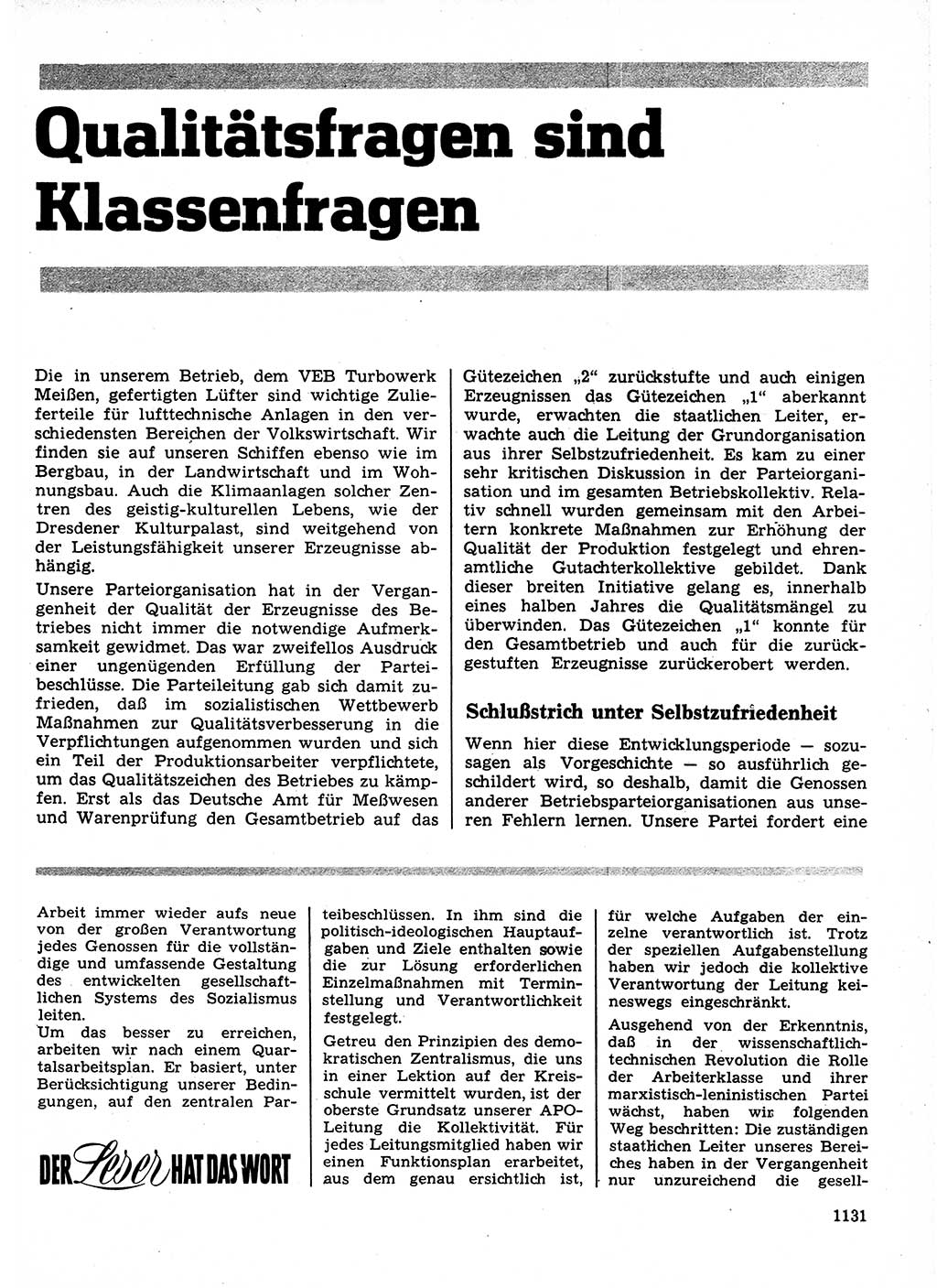 Neuer Weg (NW), Organ des Zentralkomitees (ZK) der SED (Sozialistische Einheitspartei Deutschlands) für Fragen des Parteilebens, 24. Jahrgang [Deutsche Demokratische Republik (DDR)] 1969, Seite 1131 (NW ZK SED DDR 1969, S. 1131)