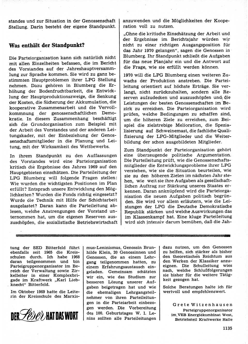 Neuer Weg (NW), Organ des Zentralkomitees (ZK) der SED (Sozialistische Einheitspartei Deutschlands) für Fragen des Parteilebens, 24. Jahrgang [Deutsche Demokratische Republik (DDR)] 1969, Seite 1135 (NW ZK SED DDR 1969, S. 1135)