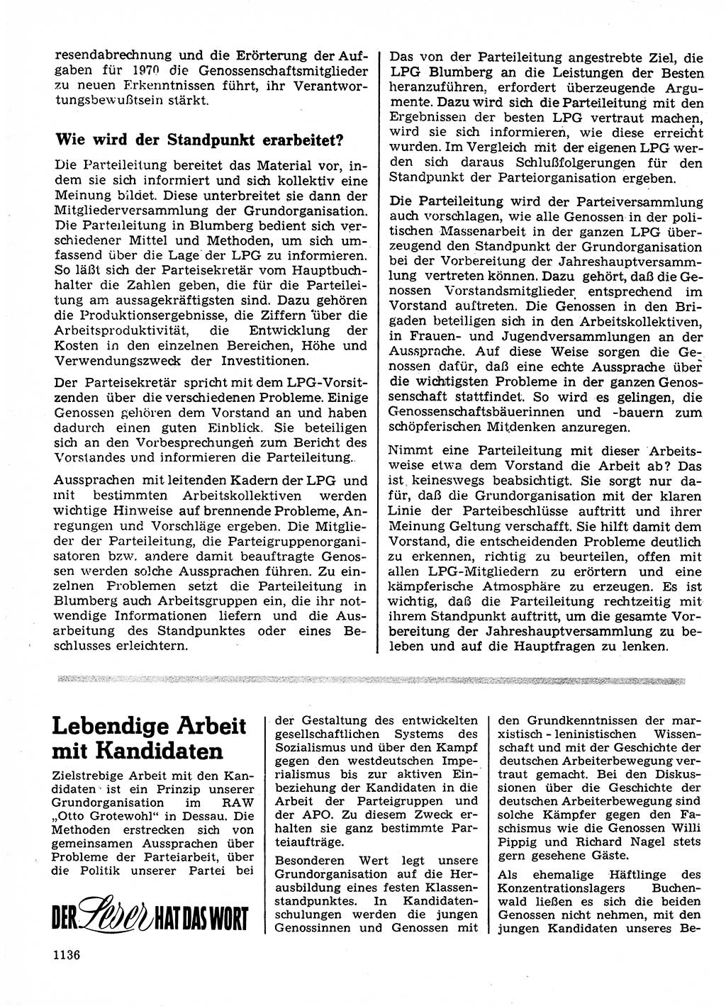 Neuer Weg (NW), Organ des Zentralkomitees (ZK) der SED (Sozialistische Einheitspartei Deutschlands) für Fragen des Parteilebens, 24. Jahrgang [Deutsche Demokratische Republik (DDR)] 1969, Seite 1136 (NW ZK SED DDR 1969, S. 1136)