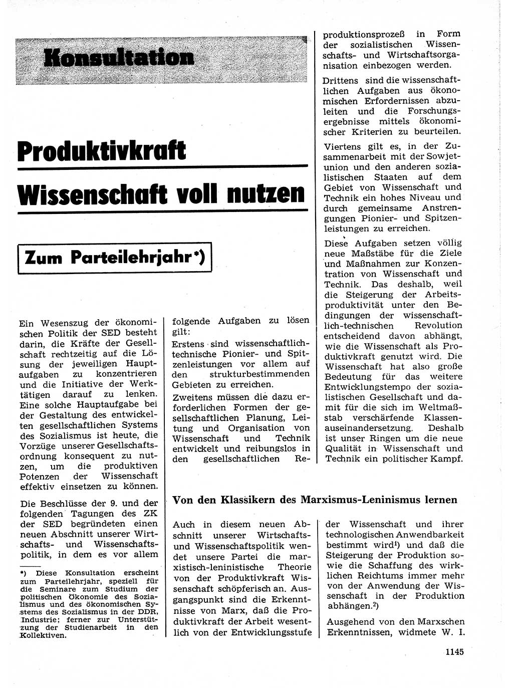 Neuer Weg (NW), Organ des Zentralkomitees (ZK) der SED (Sozialistische Einheitspartei Deutschlands) für Fragen des Parteilebens, 24. Jahrgang [Deutsche Demokratische Republik (DDR)] 1969, Seite 1145 (NW ZK SED DDR 1969, S. 1145)