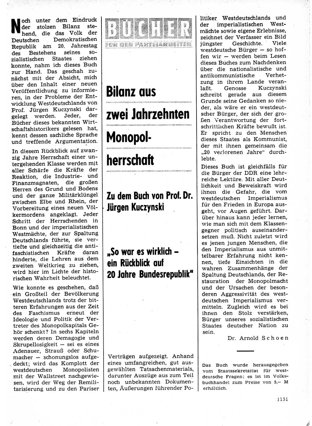 Neuer Weg (NW), Organ des Zentralkomitees (ZK) der SED (Sozialistische Einheitspartei Deutschlands) für Fragen des Parteilebens, 24. Jahrgang [Deutsche Demokratische Republik (DDR)] 1969, Seite 1151 (NW ZK SED DDR 1969, S. 1151)