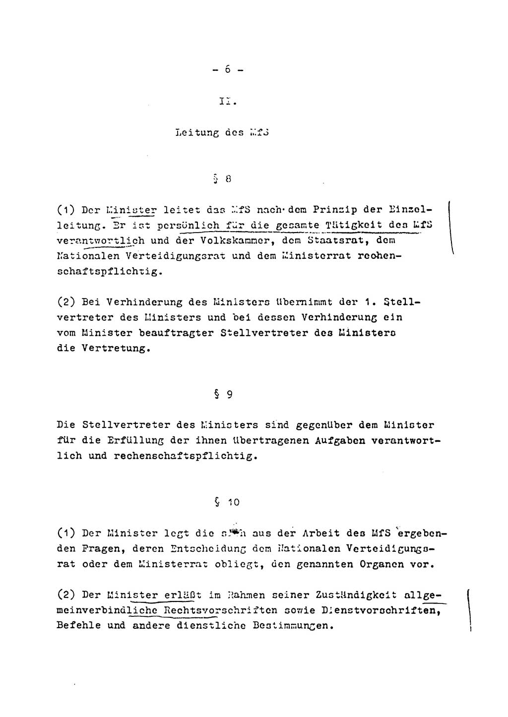 Statut des Ministeriums für Staatssicherheit (MfS) der Deutschen Demokratischen Republik (DDR), Nationaler Verteidigungsrat (NVR), Geheime Kommandosache, Beschluß 27/5 1969, Blatt 6 (Stat. MfS DDR NVR Geh. Kdos. 1969, Bl. 6)