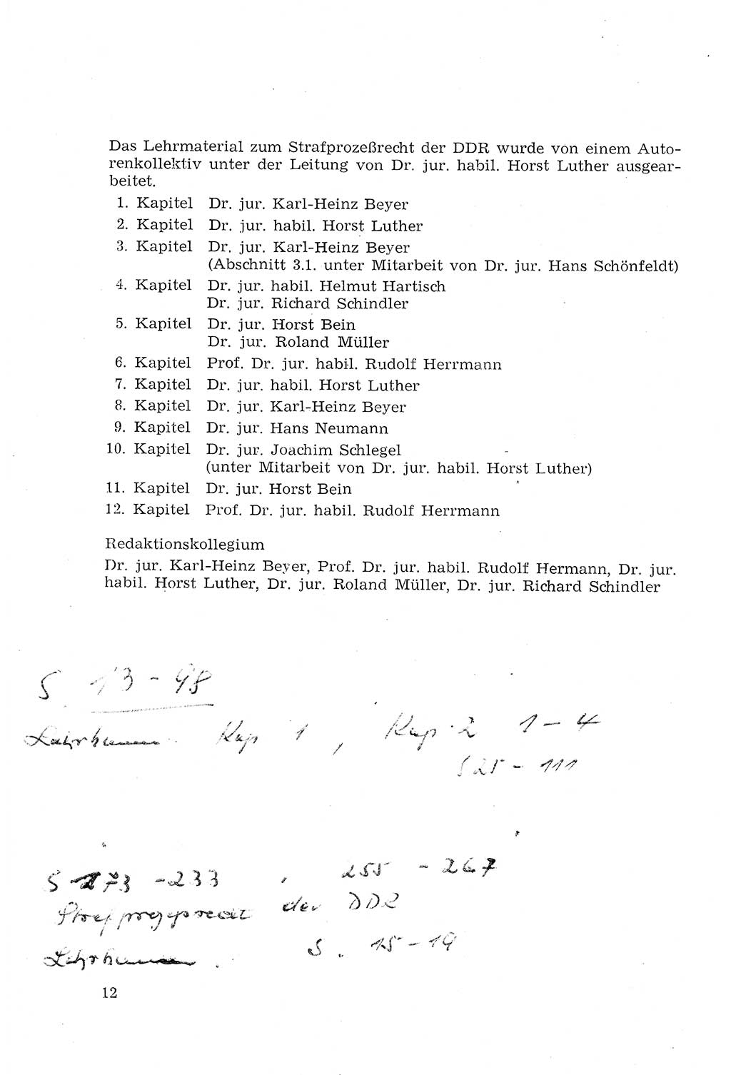 Strafprozeßrecht der DDR (Deutsche Demokratische Republik), Lehrmaterial 1969, Seite 12 (Strafprozeßr. DDR Lehrmat. 1969, S. 12)