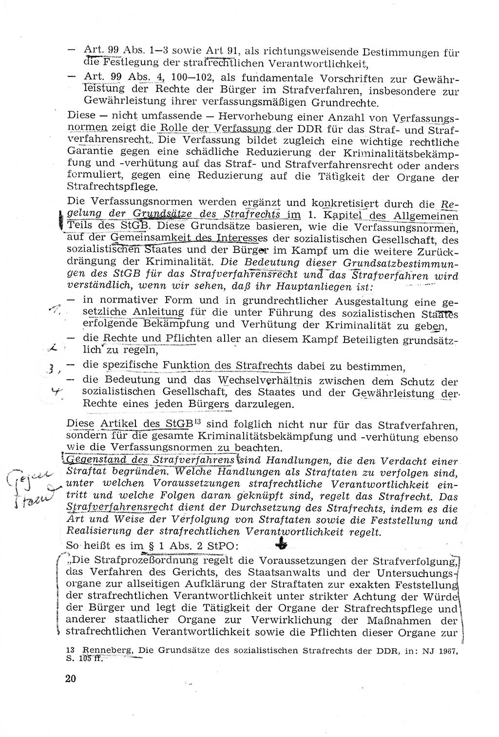Strafprozeßrecht der DDR (Deutsche Demokratische Republik), Lehrmaterial 1969, Seite 20 (Strafprozeßr. DDR Lehrmat. 1969, S. 20)