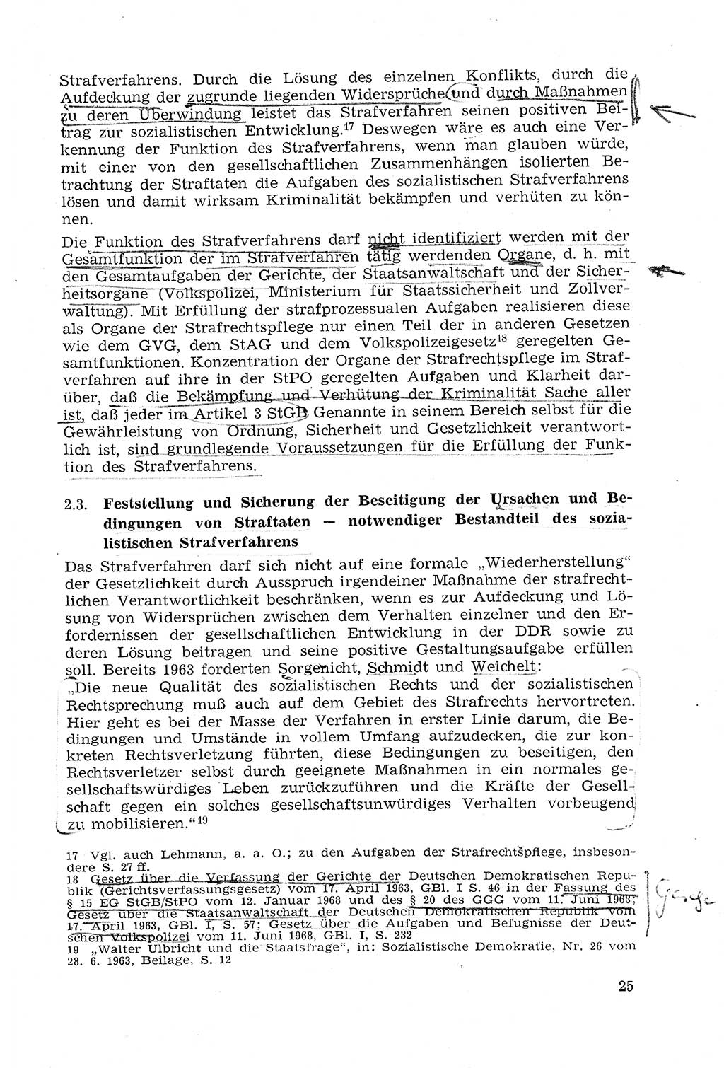 Strafprozeßrecht der DDR (Deutsche Demokratische Republik), Lehrmaterial 1969, Seite 25 (Strafprozeßr. DDR Lehrmat. 1969, S. 25)