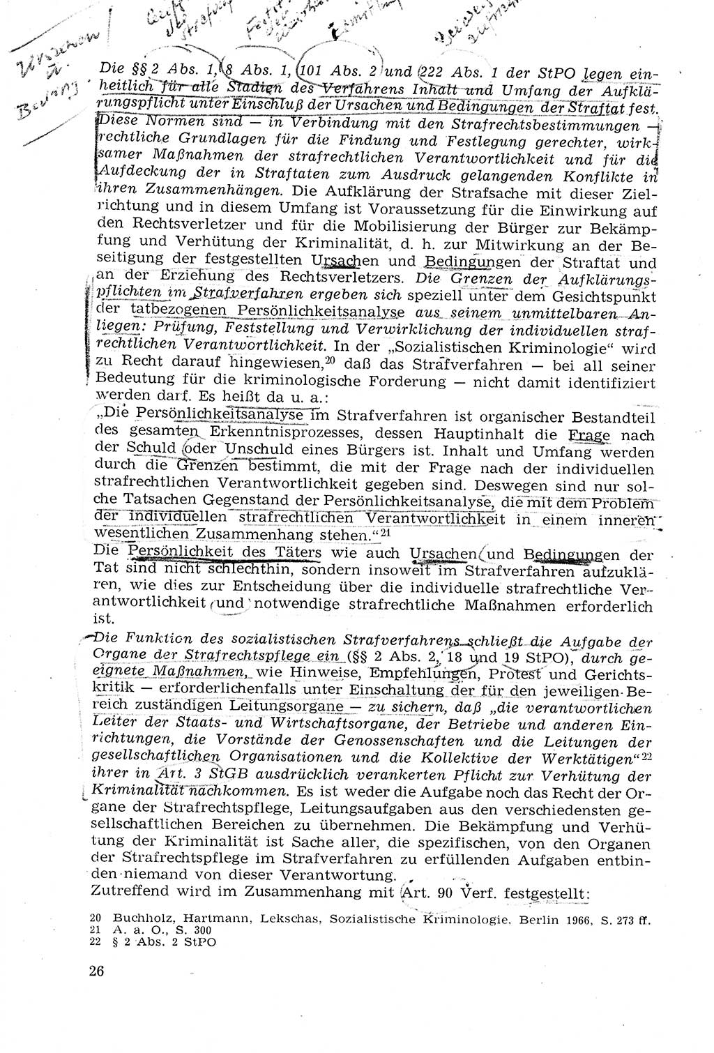 Strafprozeßrecht der DDR (Deutsche Demokratische Republik), Lehrmaterial 1969, Seite 26 (Strafprozeßr. DDR Lehrmat. 1969, S. 26)