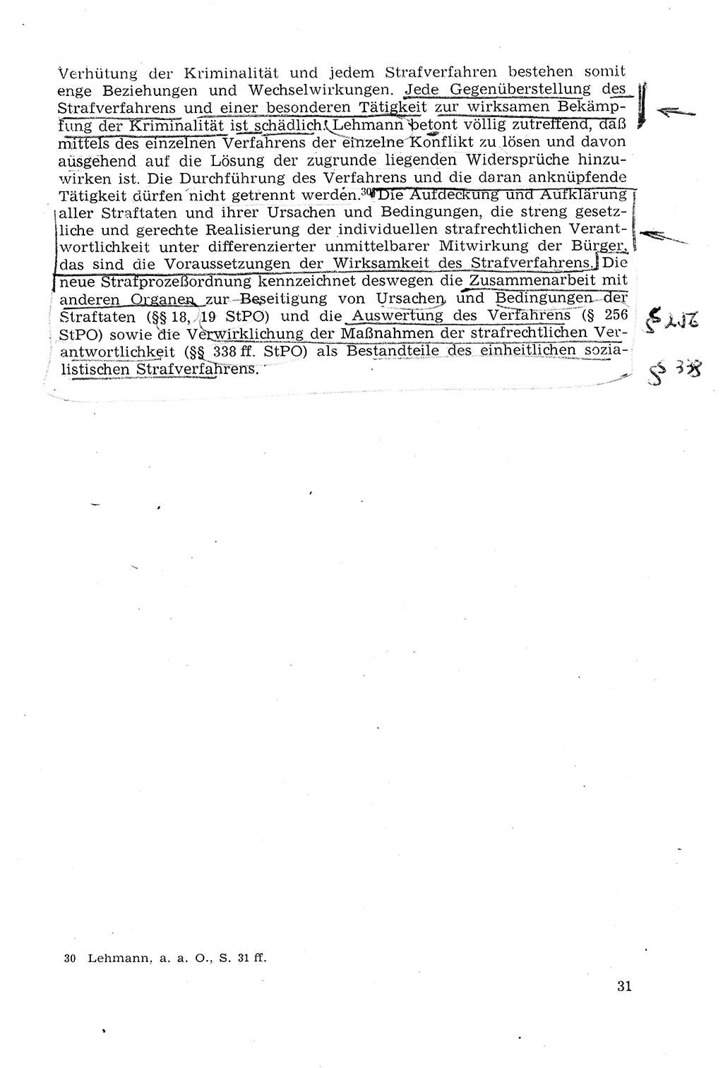 Strafprozeßrecht der DDR (Deutsche Demokratische Republik), Lehrmaterial 1969, Seite 31 (Strafprozeßr. DDR Lehrmat. 1969, S. 31)