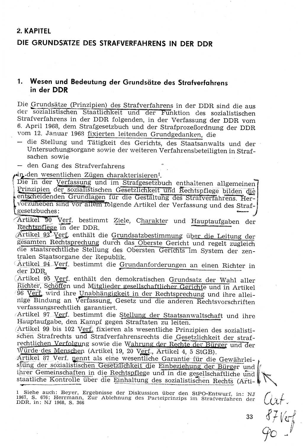 StrafprozeÃŸrecht der DDR (Deutsche Demokratische Republik), Lehrmaterial 1969, Seite 33 (StrafprozeÃŸr. DDR Lehrmat. 1969, S. 33)