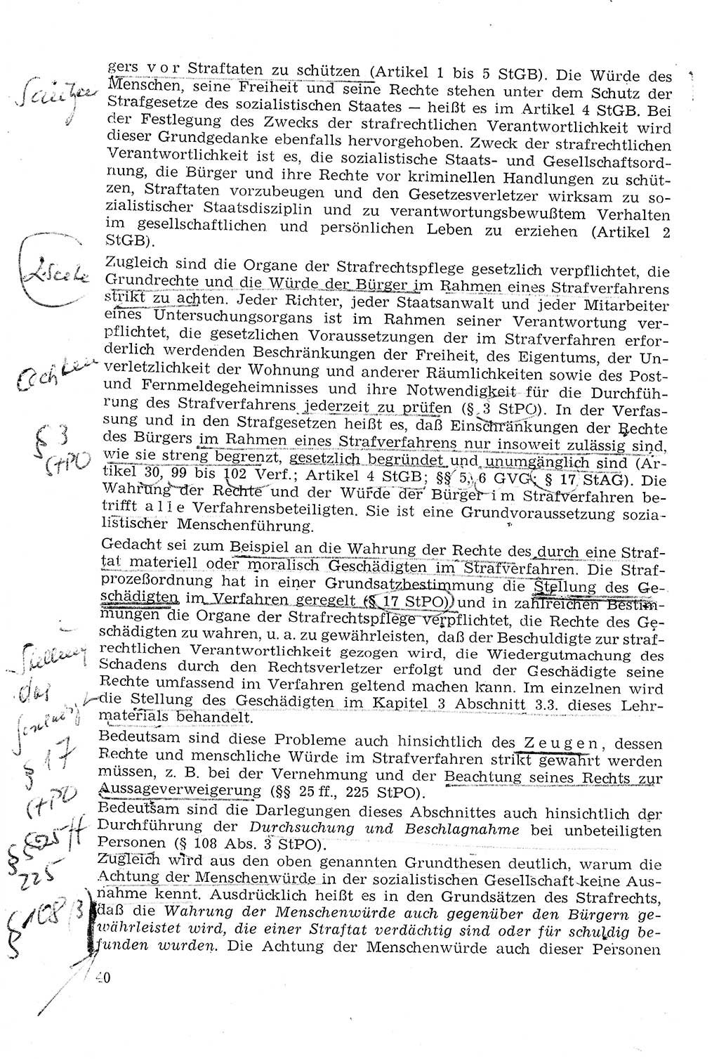 Strafprozeßrecht der DDR (Deutsche Demokratische Republik), Lehrmaterial 1969, Seite 40 (Strafprozeßr. DDR Lehrmat. 1969, S. 40)