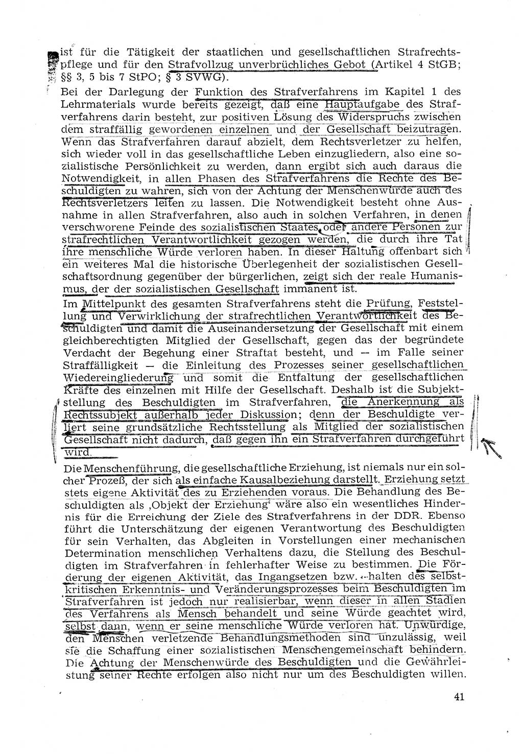 Strafprozeßrecht der DDR (Deutsche Demokratische Republik), Lehrmaterial 1969, Seite 41 (Strafprozeßr. DDR Lehrmat. 1969, S. 41)