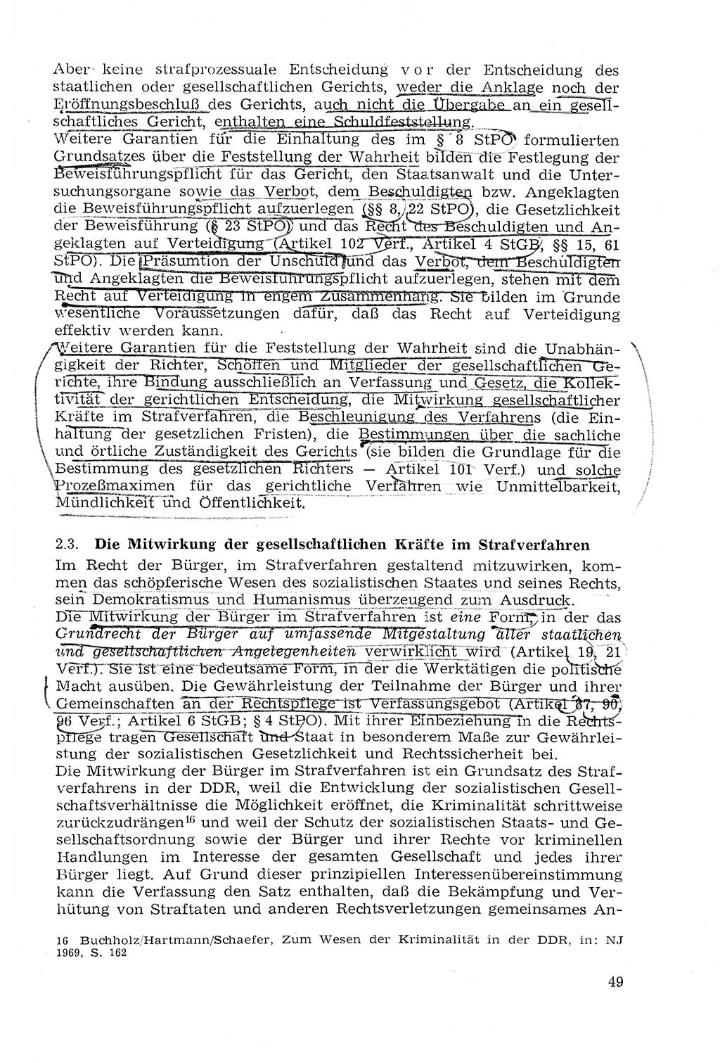 Strafprozeßrecht der DDR (Deutsche Demokratische Republik), Lehrmaterial 1969, Seite 49 (Strafprozeßr. DDR Lehrmat. 1969, S. 49)