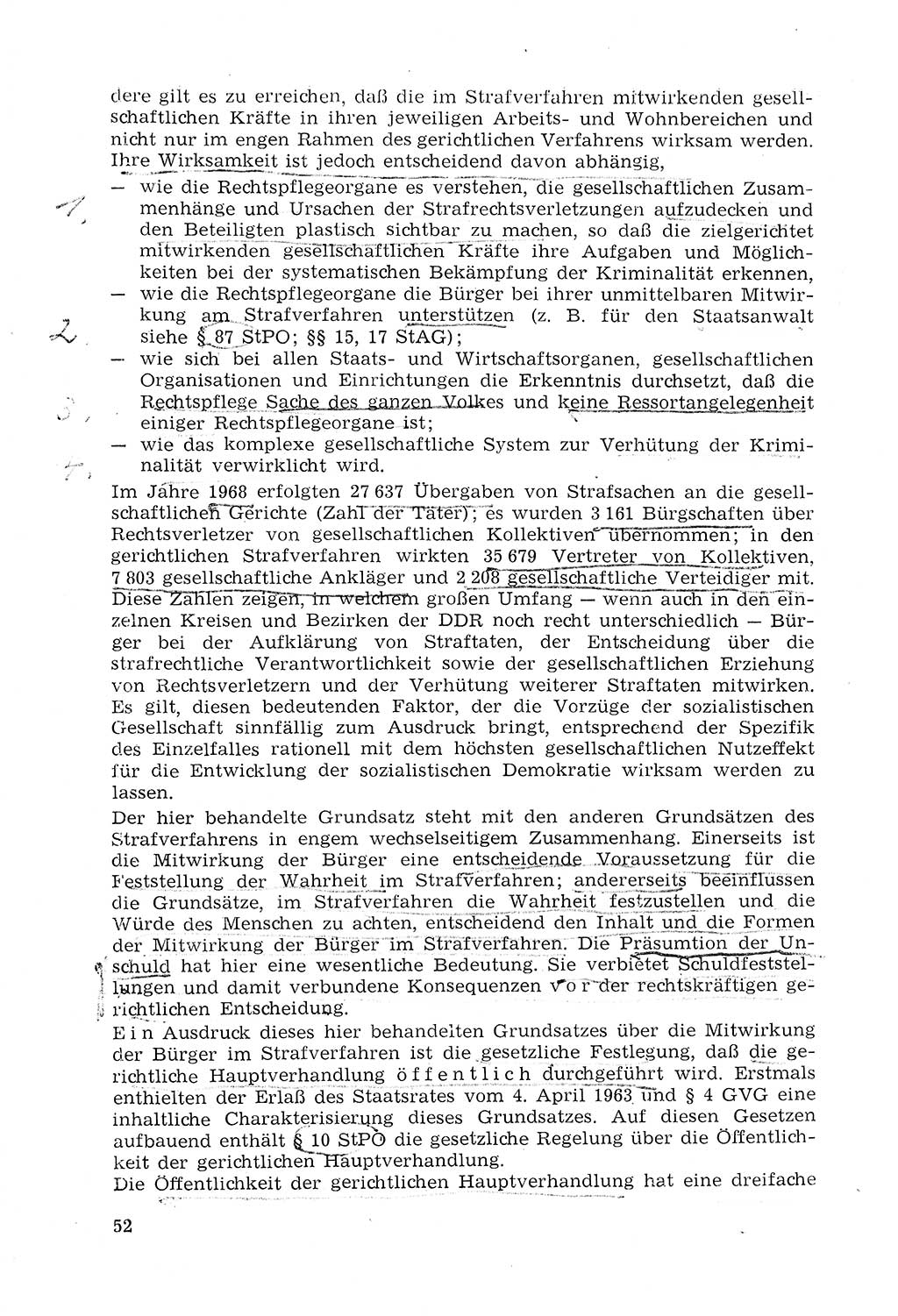 Strafprozeßrecht der DDR (Deutsche Demokratische Republik), Lehrmaterial 1969, Seite 52 (Strafprozeßr. DDR Lehrmat. 1969, S. 52)