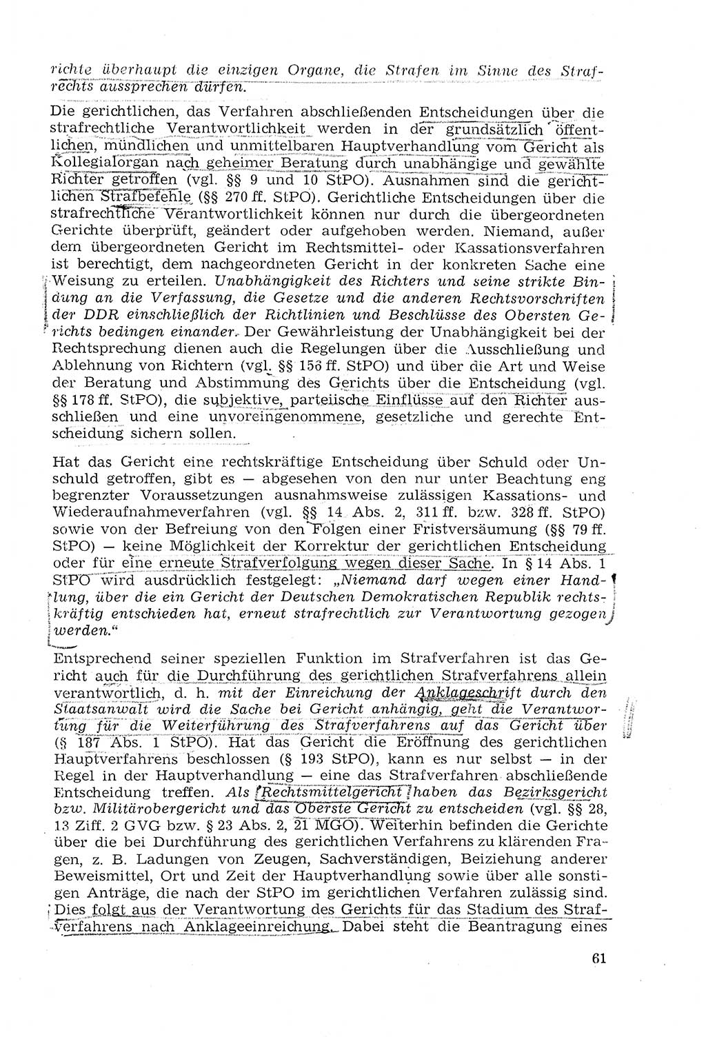 Strafprozeßrecht der DDR (Deutsche Demokratische Republik), Lehrmaterial 1969, Seite 61 (Strafprozeßr. DDR Lehrmat. 1969, S. 61)