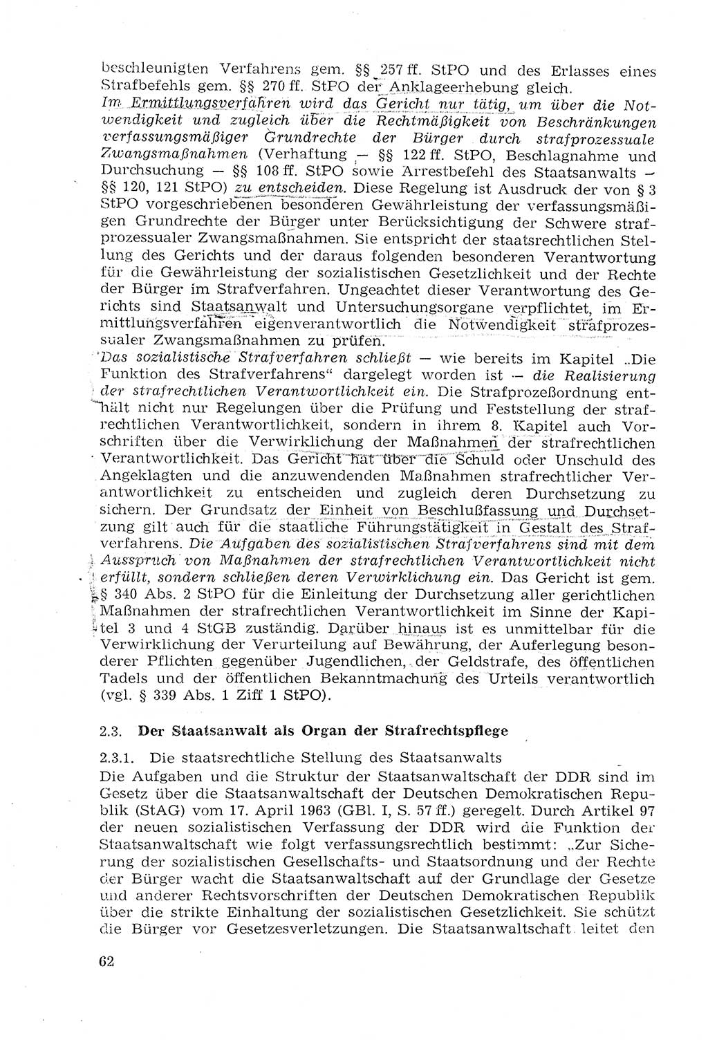 Strafprozeßrecht der DDR (Deutsche Demokratische Republik), Lehrmaterial 1969, Seite 62 (Strafprozeßr. DDR Lehrmat. 1969, S. 62)