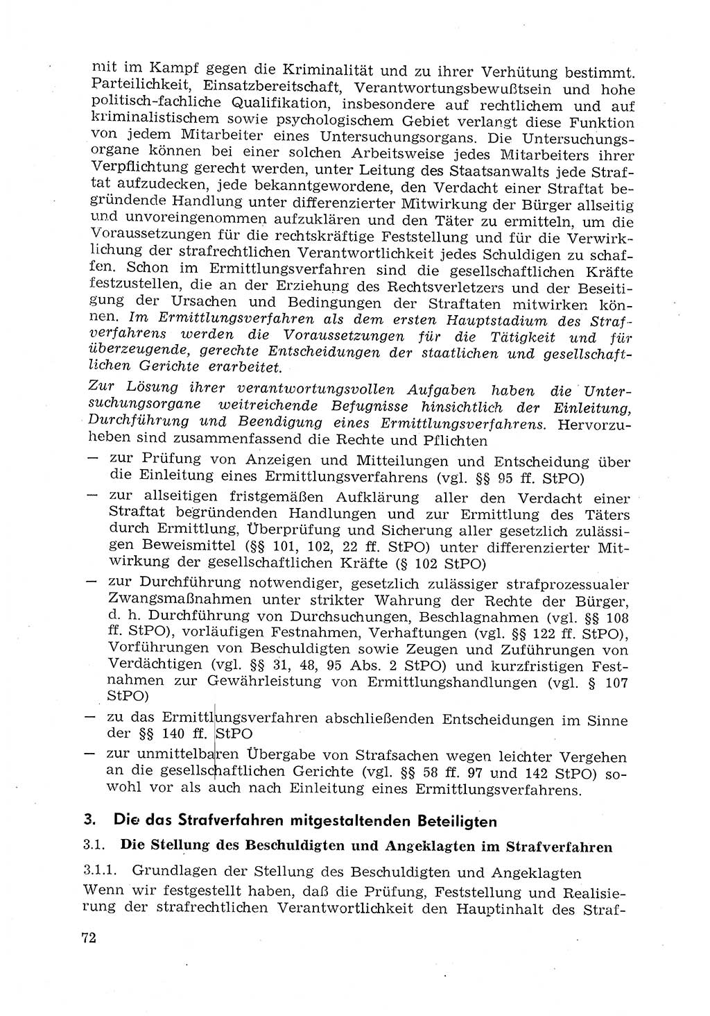 Strafprozeßrecht der DDR (Deutsche Demokratische Republik), Lehrmaterial 1969, Seite 72 (Strafprozeßr. DDR Lehrmat. 1969, S. 72)