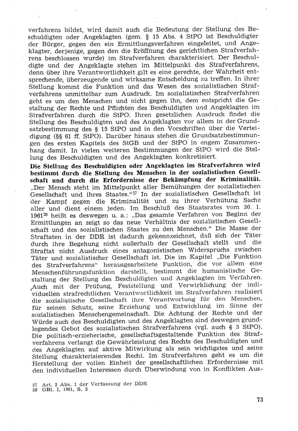 Strafprozeßrecht der DDR (Deutsche Demokratische Republik), Lehrmaterial 1969, Seite 73 (Strafprozeßr. DDR Lehrmat. 1969, S. 73)