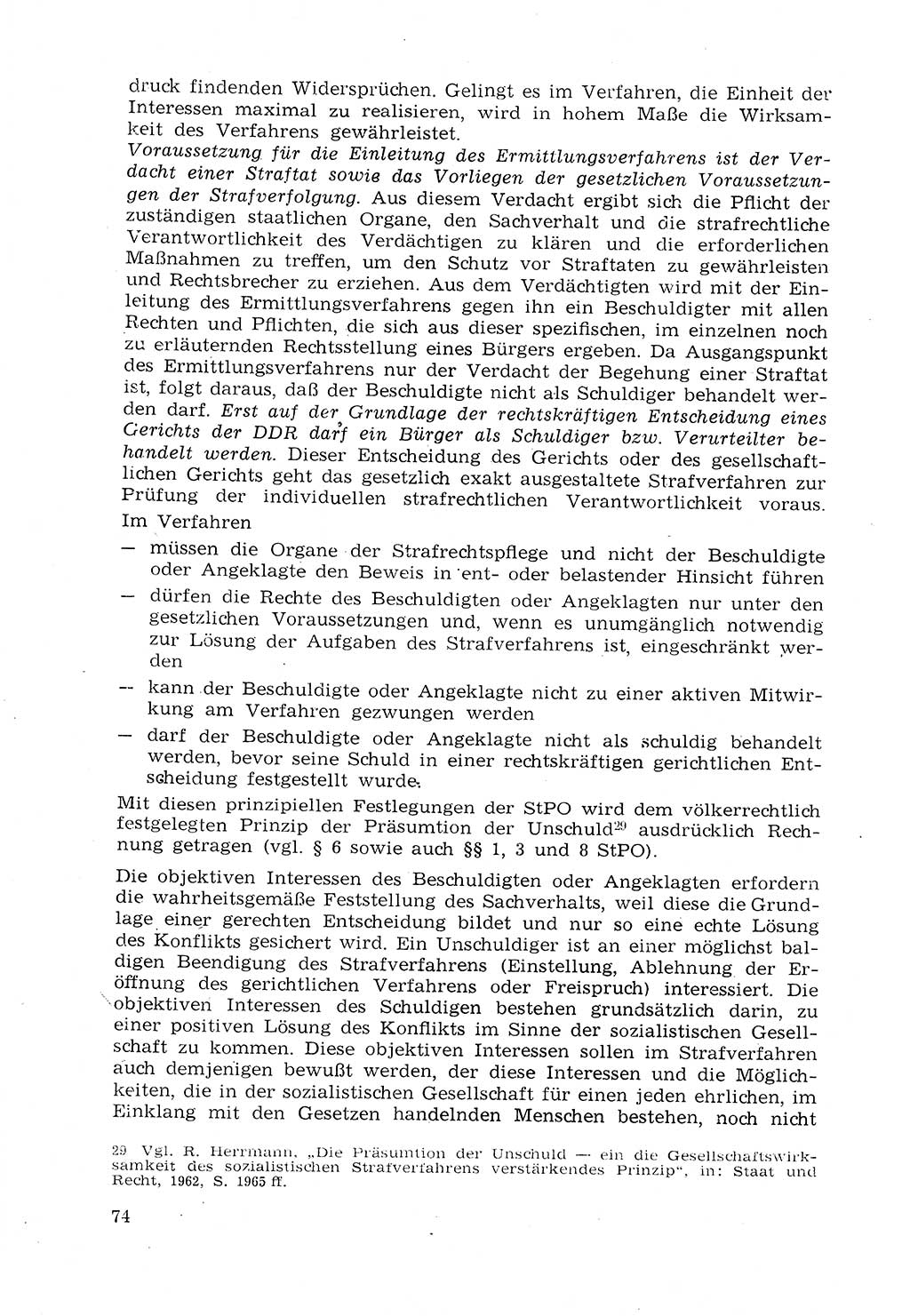 Strafprozeßrecht der DDR (Deutsche Demokratische Republik), Lehrmaterial 1969, Seite 74 (Strafprozeßr. DDR Lehrmat. 1969, S. 74)