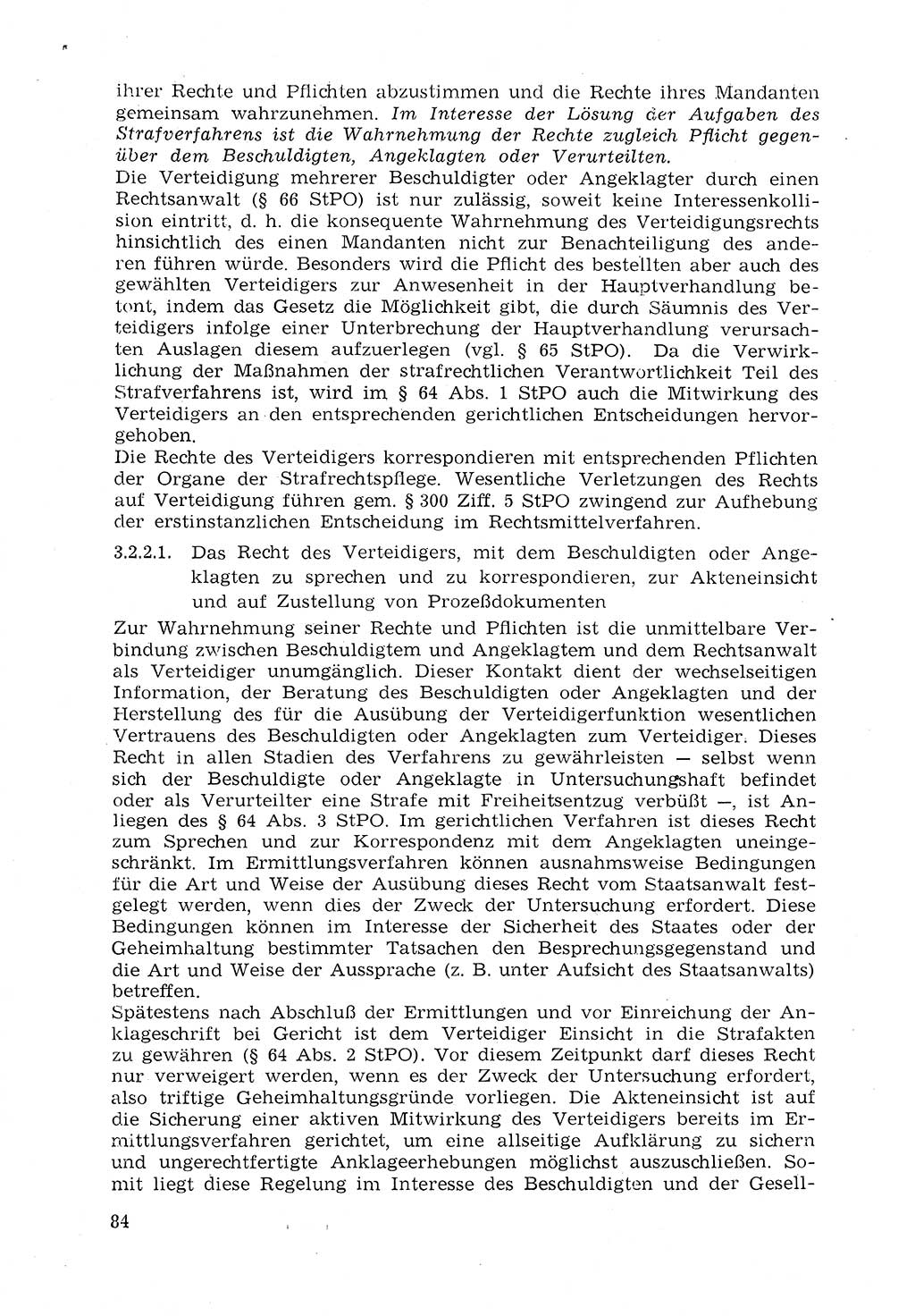 Strafprozeßrecht der DDR (Deutsche Demokratische Republik), Lehrmaterial 1969, Seite 84 (Strafprozeßr. DDR Lehrmat. 1969, S. 84)