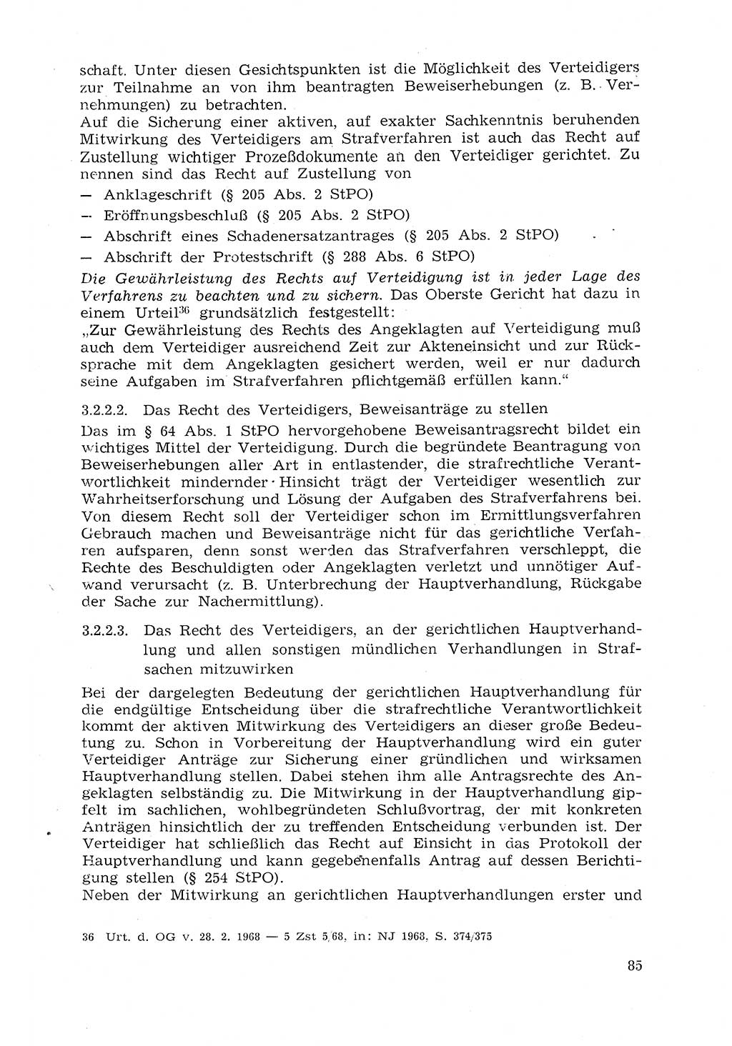 Strafprozeßrecht der DDR (Deutsche Demokratische Republik), Lehrmaterial 1969, Seite 85 (Strafprozeßr. DDR Lehrmat. 1969, S. 85)