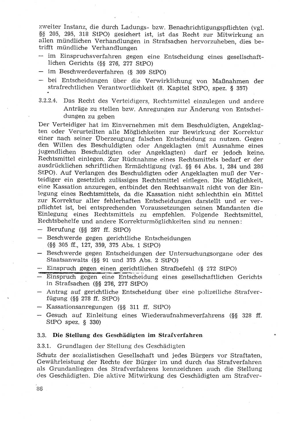 Strafprozeßrecht der DDR (Deutsche Demokratische Republik), Lehrmaterial 1969, Seite 86 (Strafprozeßr. DDR Lehrmat. 1969, S. 86)
