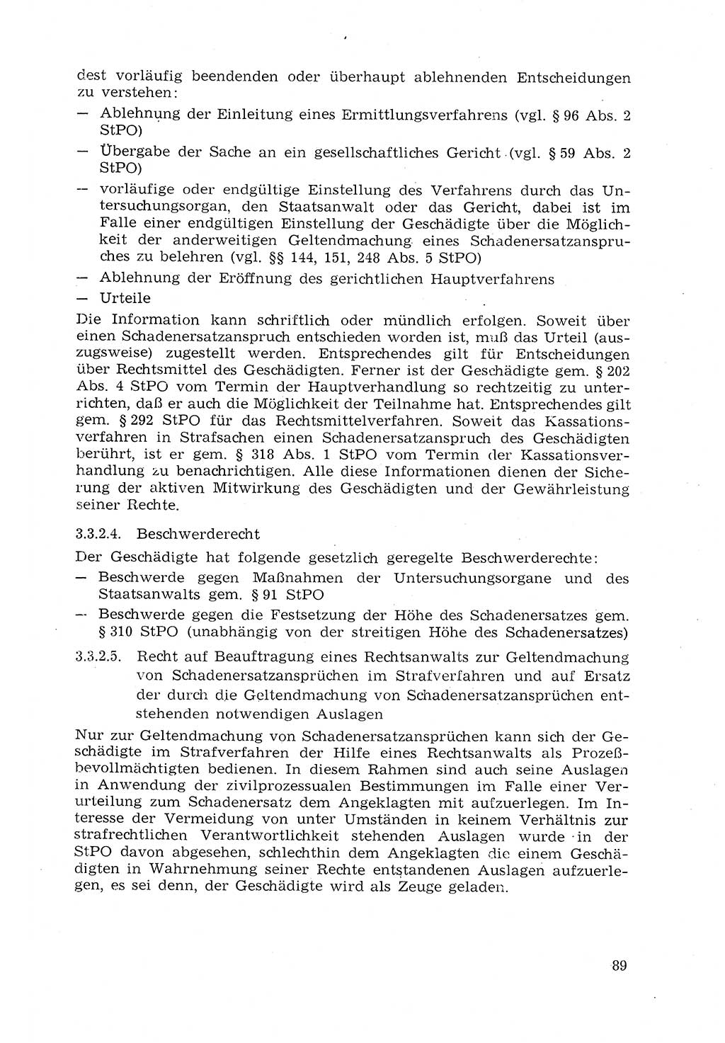 Strafprozeßrecht der DDR (Deutsche Demokratische Republik), Lehrmaterial 1969, Seite 89 (Strafprozeßr. DDR Lehrmat. 1969, S. 89)