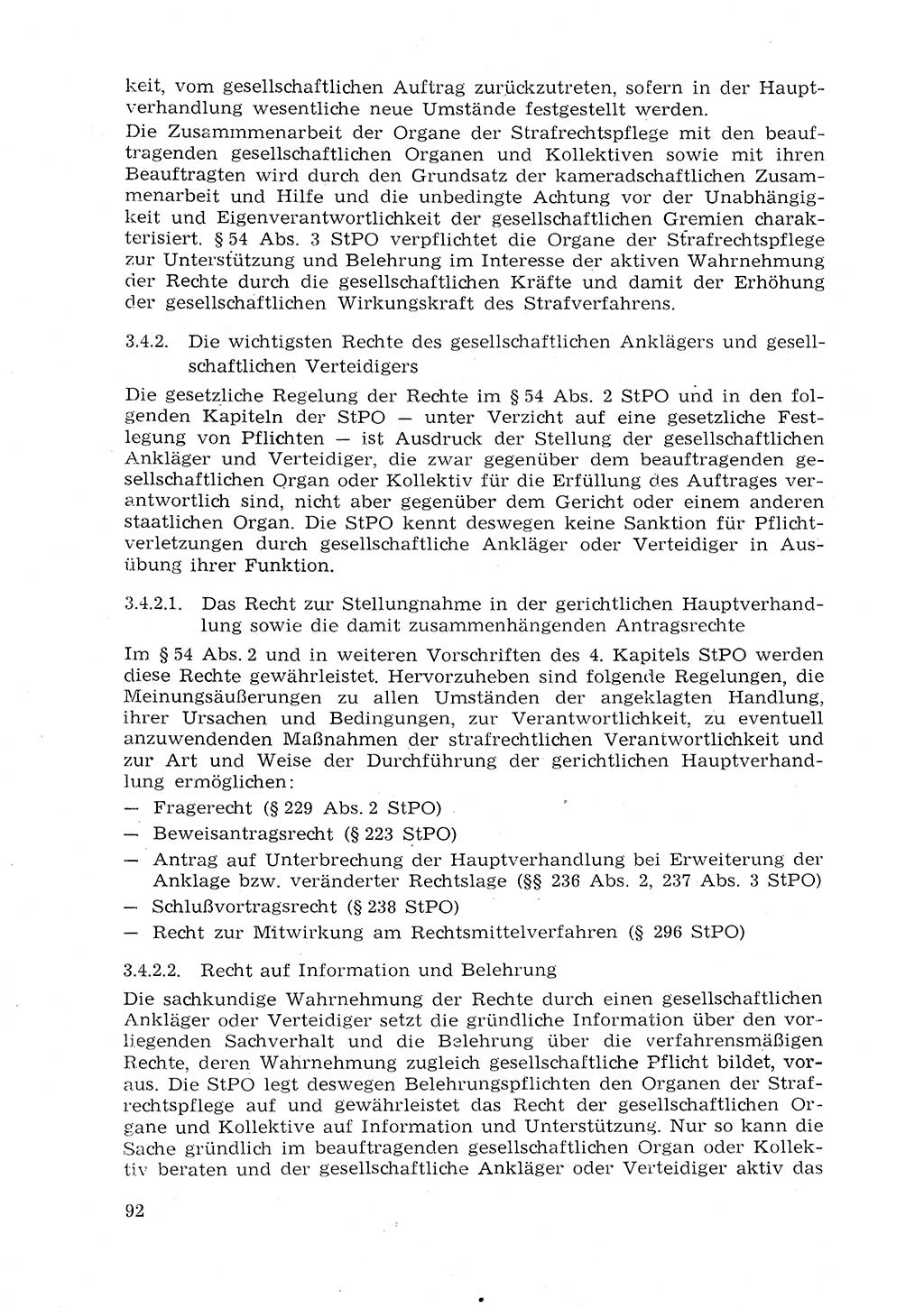 Strafprozeßrecht der DDR (Deutsche Demokratische Republik), Lehrmaterial 1969, Seite 92 (Strafprozeßr. DDR Lehrmat. 1969, S. 92)