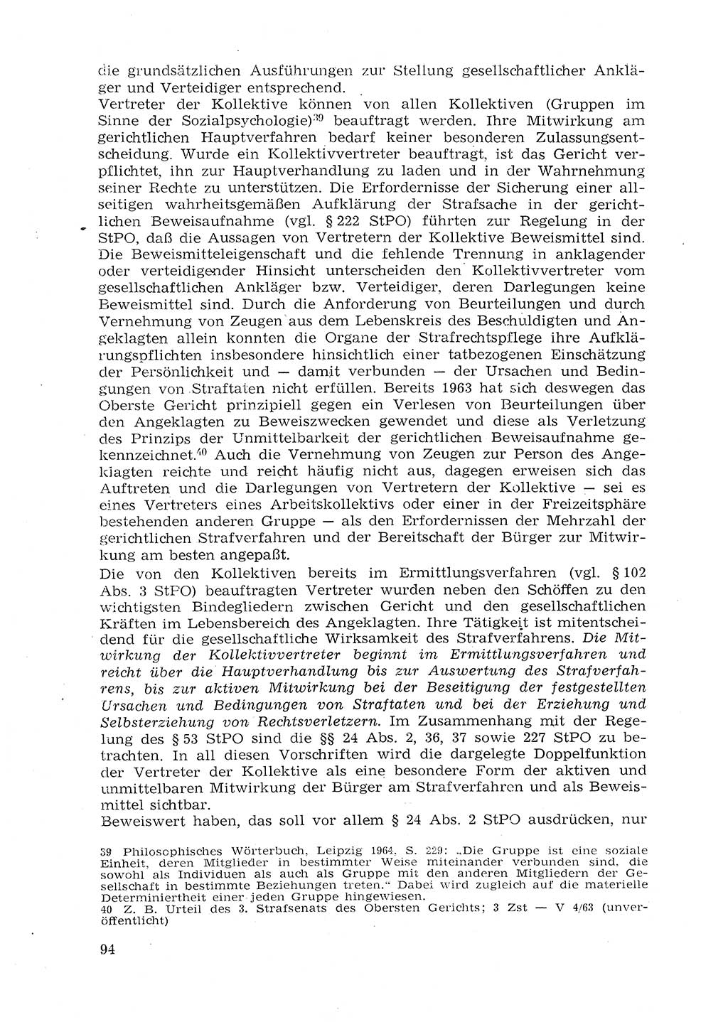 Strafprozeßrecht der DDR (Deutsche Demokratische Republik), Lehrmaterial 1969, Seite 94 (Strafprozeßr. DDR Lehrmat. 1969, S. 94)