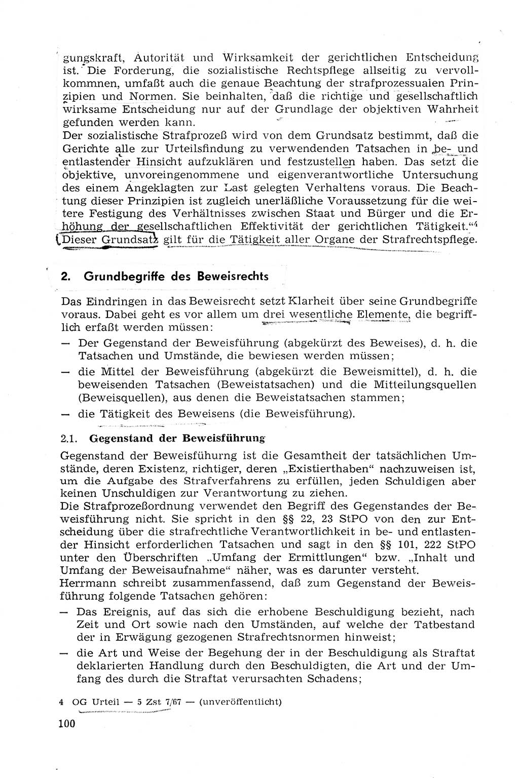 Strafprozeßrecht der DDR (Deutsche Demokratische Republik), Lehrmaterial 1969, Seite 100 (Strafprozeßr. DDR Lehrmat. 1969, S. 100)