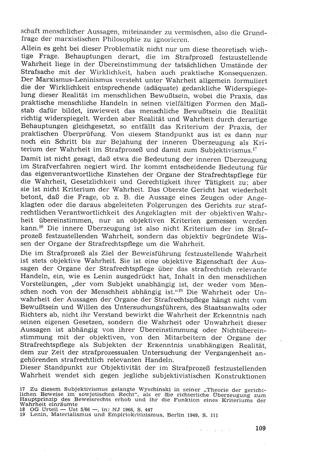 Strafprozeßrecht der DDR (Deutsche Demokratische Republik), Lehrmaterial 1969, Seite 109 (Strafprozeßr. DDR Lehrmat. 1969, S. 109)