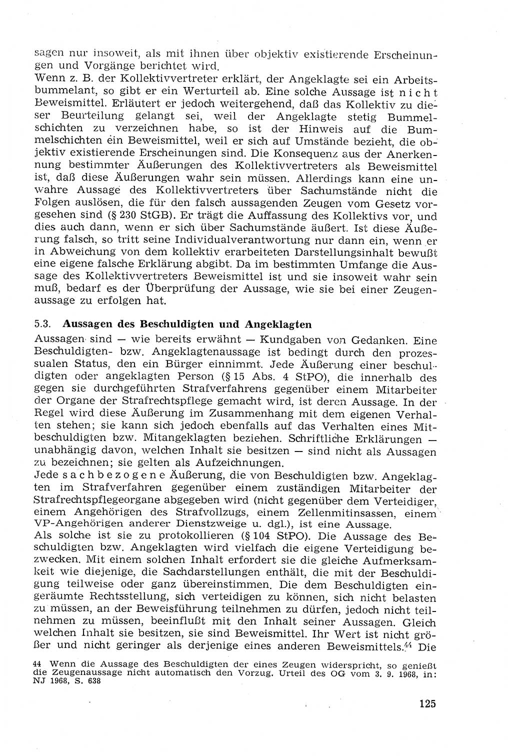 Strafprozeßrecht der DDR (Deutsche Demokratische Republik), Lehrmaterial 1969, Seite 125 (Strafprozeßr. DDR Lehrmat. 1969, S. 125)