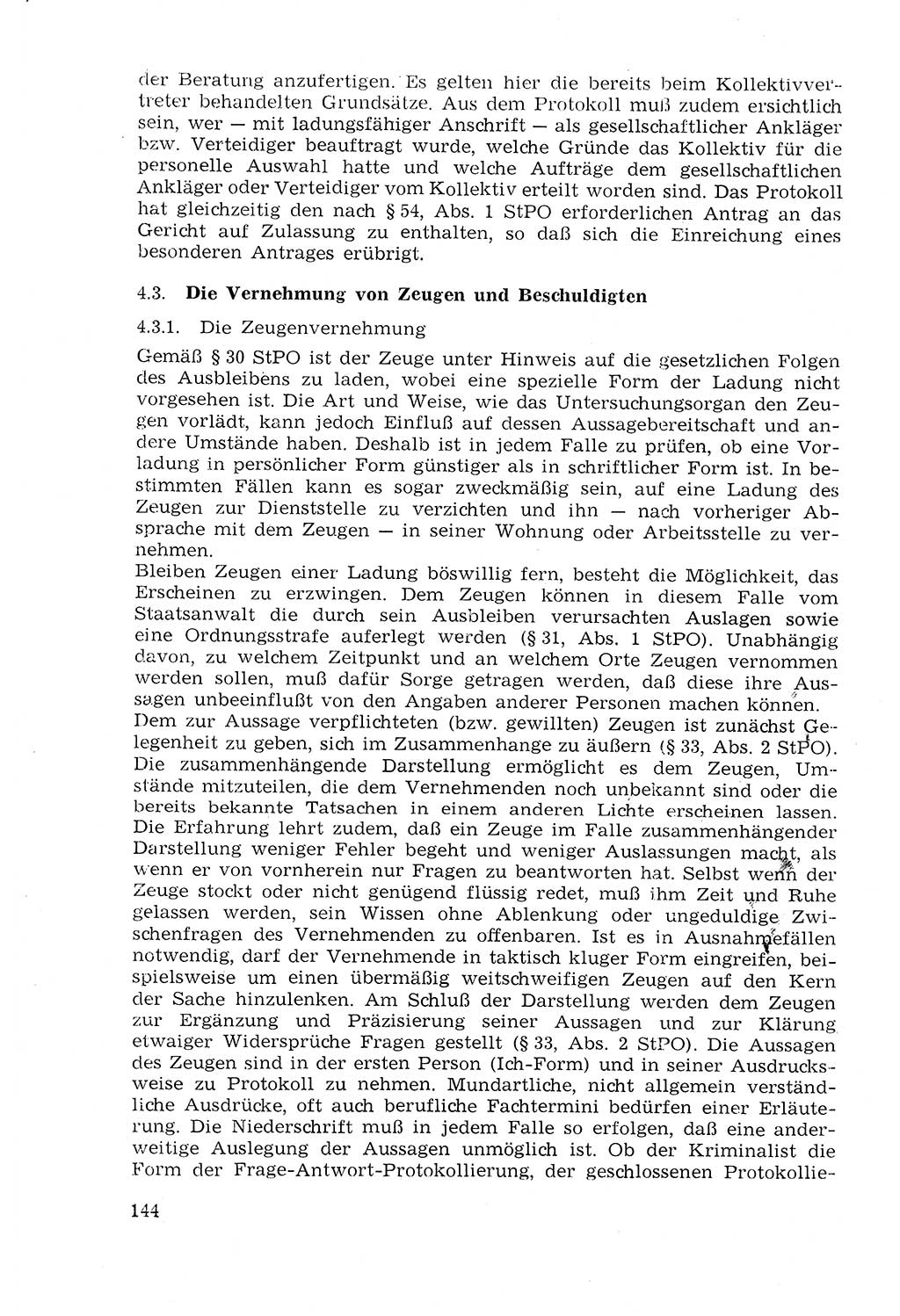 Strafprozeßrecht der DDR (Deutsche Demokratische Republik), Lehrmaterial 1969, Seite 144 (Strafprozeßr. DDR Lehrmat. 1969, S. 144)